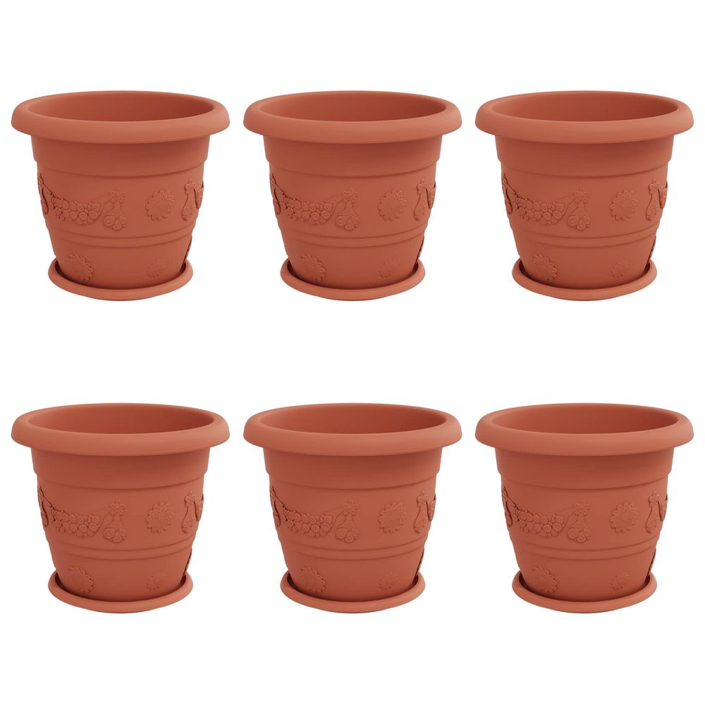 Pots de plantes 6 pc rouge brique ø 34 x 28 cm plastique