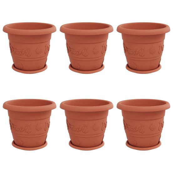 Pots de plantes 6 pc rouge brique ø 34 x 28 cm plastique