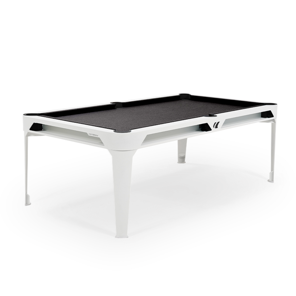 Billard d'extérieur convertible hyphen outdoor blanc / tapis gris foncé / réceptacles : gris noir
