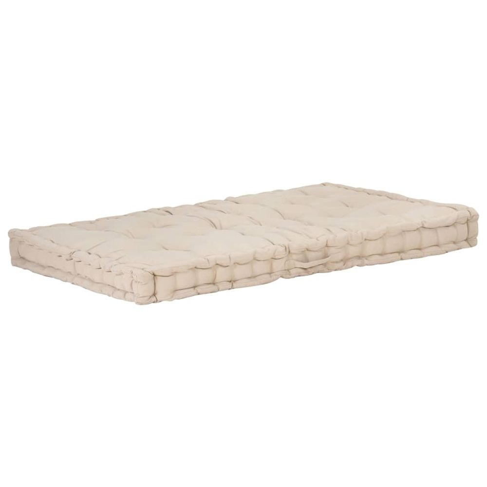 Coussin de plancher de palette coton 120x80x10 cm beige
