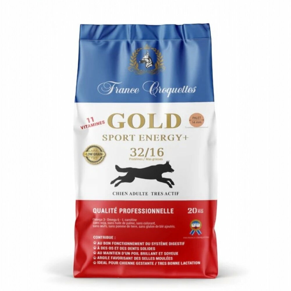 Croquette pour chien adulte gold sport energy+ 32/16 low grain – 4kg – très actif– france croquettes