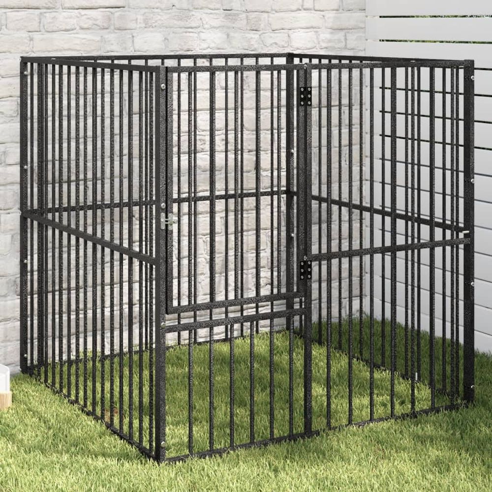 Parc enclos pour chien 4 panneaux avec porte acier galvanisé 1m²
