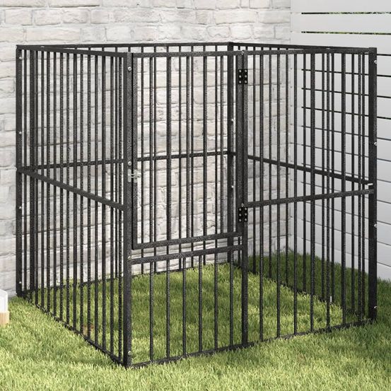 Parc enclos pour chien 4 panneaux avec porte acier galvanisé 1m²