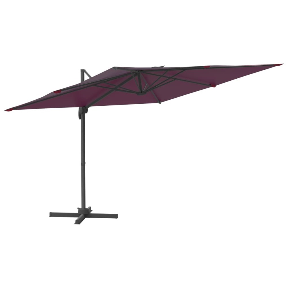 Parasol déporté avec mât en aluminium bordeaux 400x300 cm