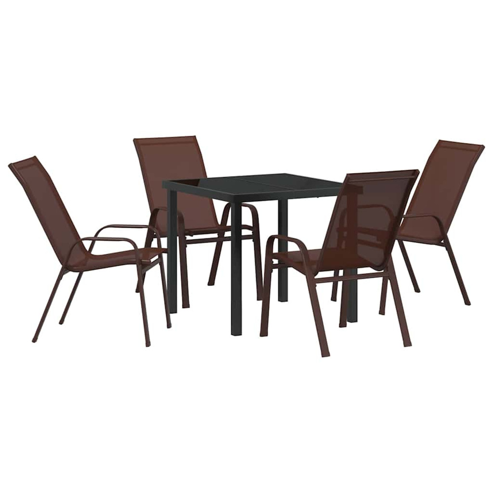 Ensemble de salle à manger pour jardin 5 pcs marron et noir