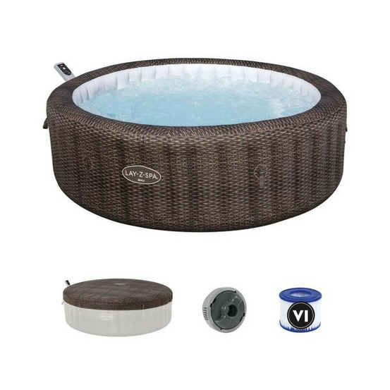 Spa gonflable bestway - lay-z-spa bali - 180 airjets - 216 x 71 cm - 5 a 7 places - rond (couverture, cartouche, diffuseur)