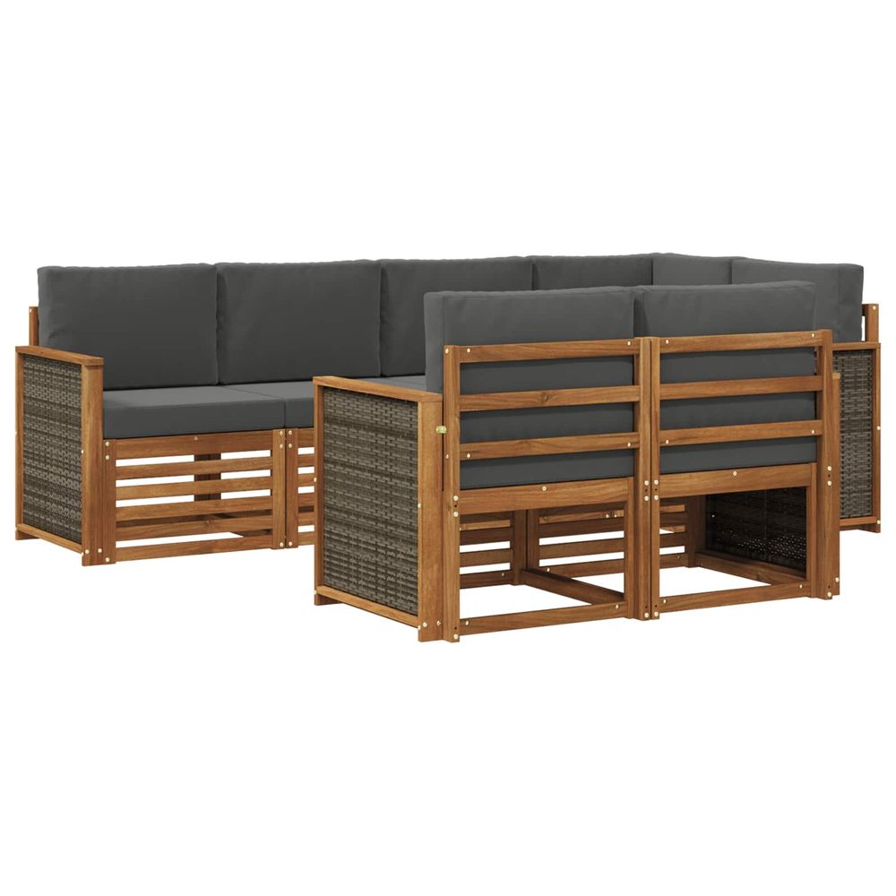 Ensemble de canapés d'extérieur 6 pc naturel et anthracite