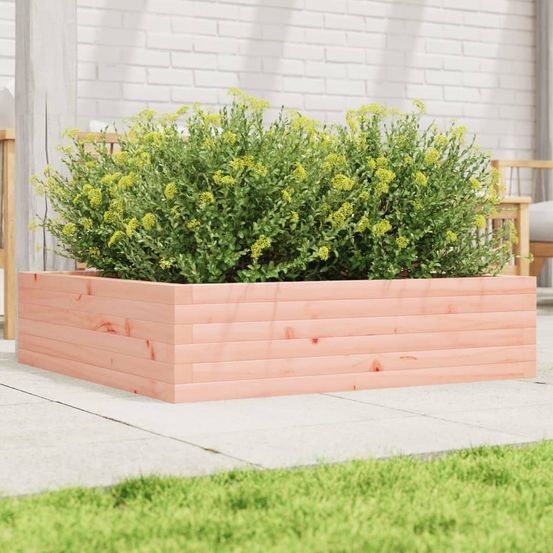 Jardinière carrée en bois de douglas massif – bac à fleurs naturel haute résistance pour jardin – 90x90cm brun