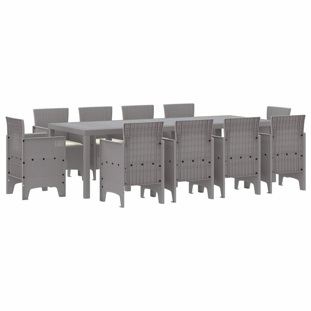 Ensemble de salle à manger pour jardin 11 pc gris clair