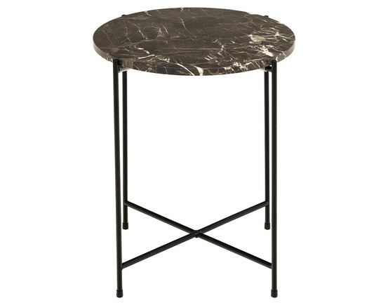 Ezaro - table basse ronde - 42 cm - plateau en marbre - pieds en acier
