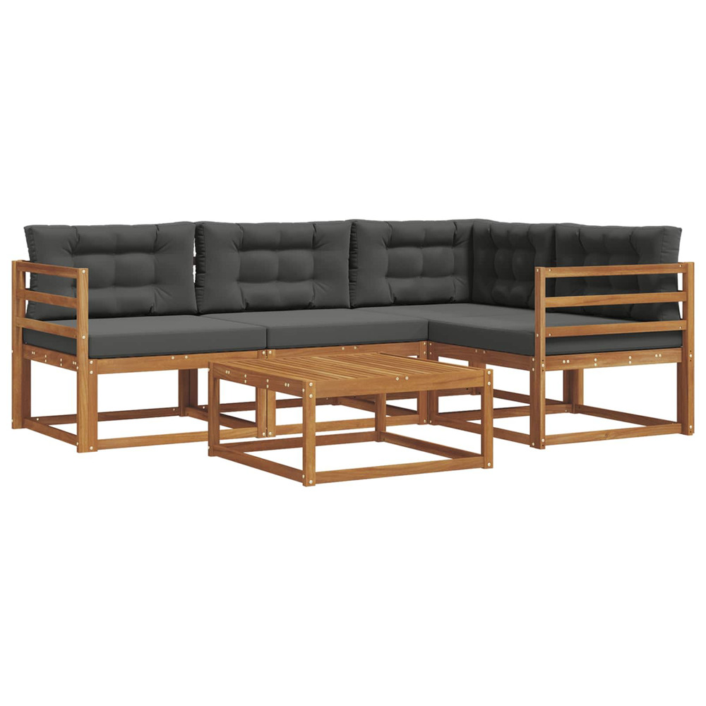 Ensemble de canapés d'extérieur 5 pcs naturel et anthracite