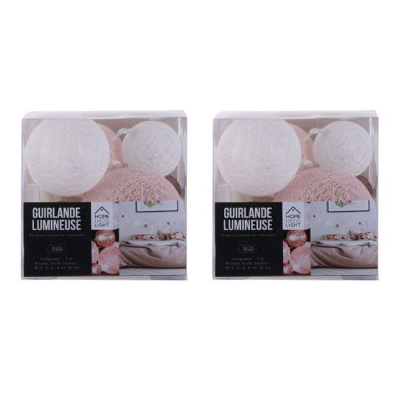 Guirlande lumineuse boules colorées 10 leds multi-tailles (lot de 2)