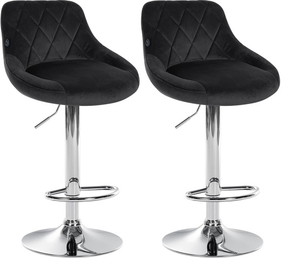 Lot de 2 tabourets de bar lazio velours chrome