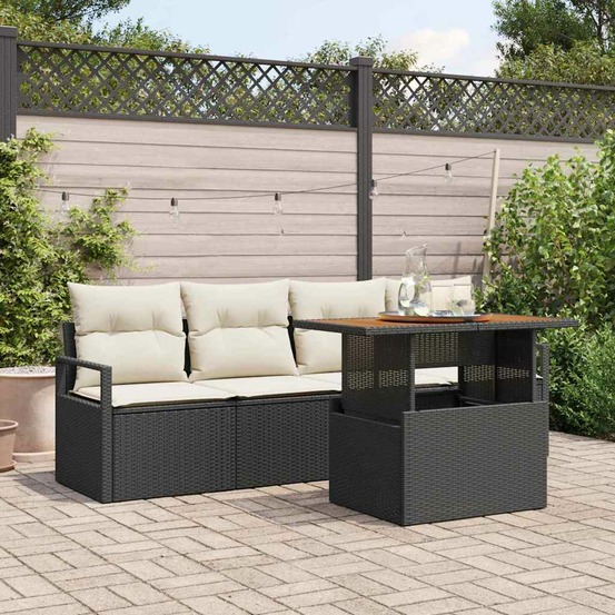 Ensemble de canapé de jardin 5 pcs noir poly rotin