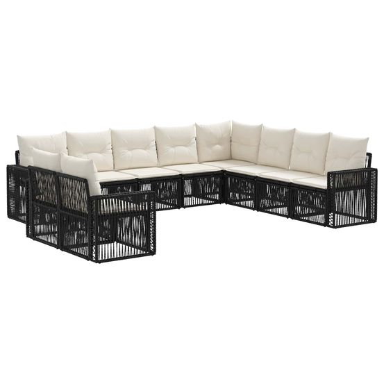 Ensemble de canapé de jardin 10 pc noir et blanc crème