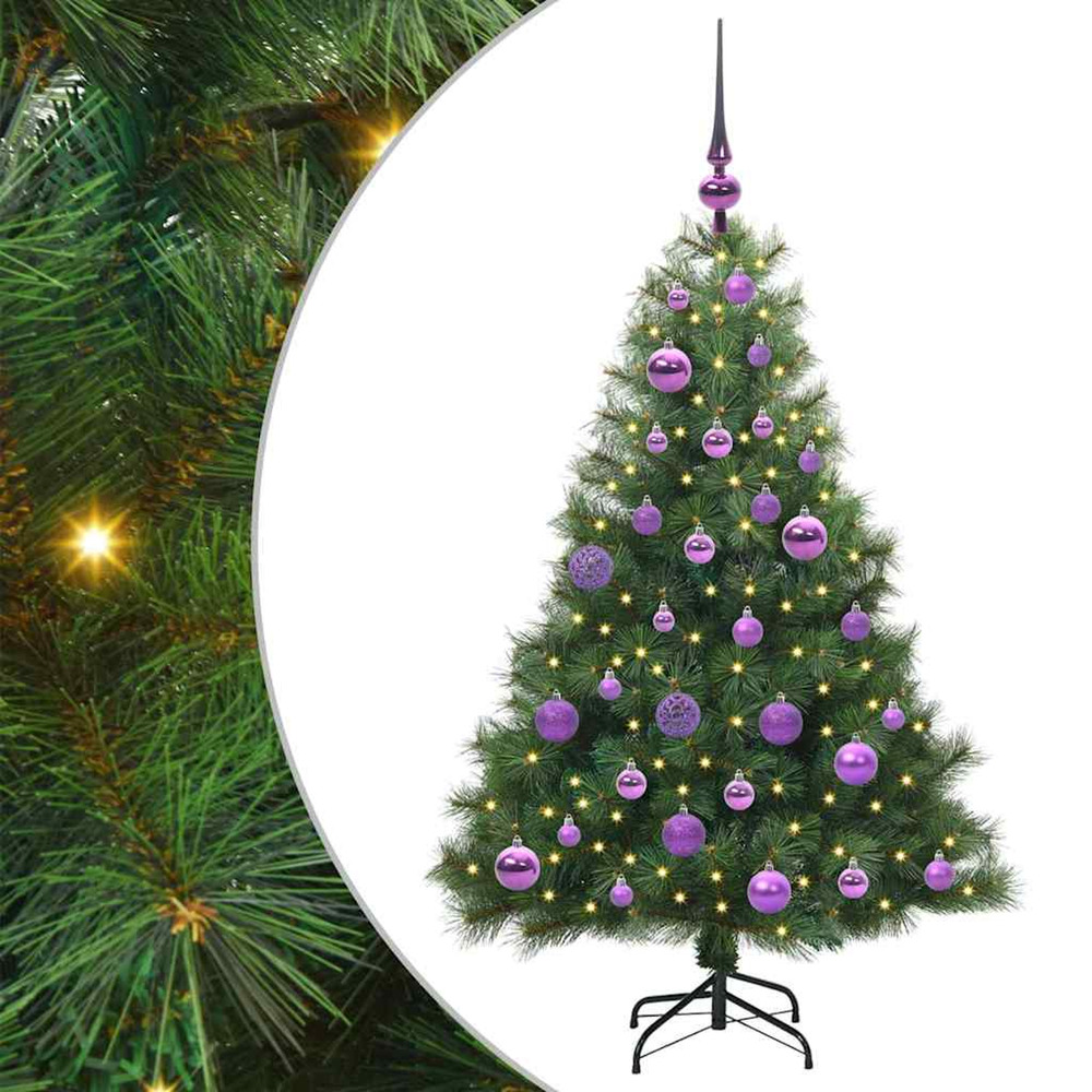 Sapin de noël artificiel avec 150 led vert 120 cm pe et pvc