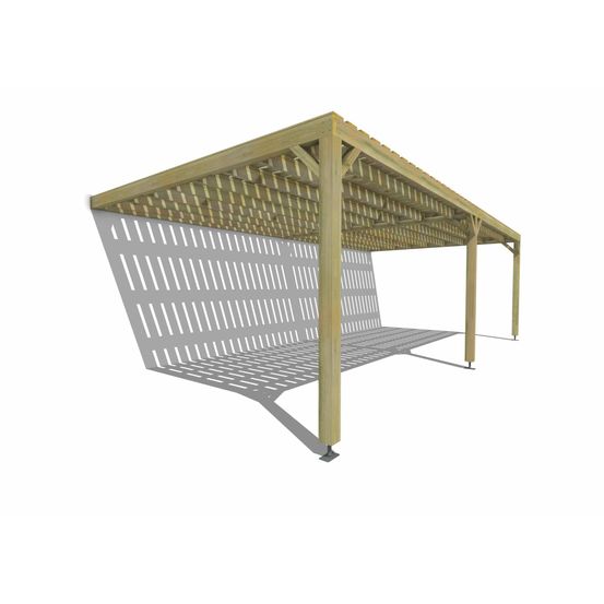 Pergola bois • 8m x 4m • adossée • sens largeur • platelage bois • livraison comprise