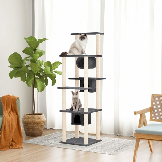 Arbre à chat avec griffoirs en sisal gris foncé 169 cm