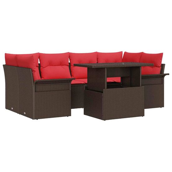 Ensemble de canapé de jardin 7 pc marron polyrotin