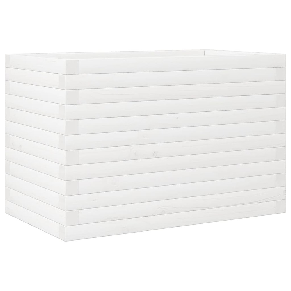 Jardinière bac lit surélevé plantes fleurs terrasse jardin 70 x 40 x 46 cm bois de pin massif blanc