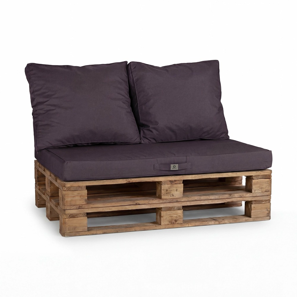 Lot de 3 coussins pour palette déhoussables en polyester gris