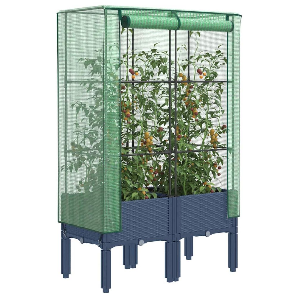 Serre haute sur pieds pour plantes grimpantes avec protection complète et design moderne gris 80 cm