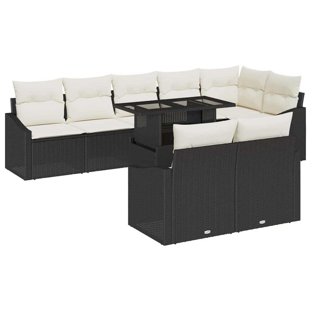 Ensemble de canapé de jardin 9 pc noir et crème