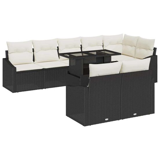 Ensemble de canapé de jardin 9 pc noir et crème