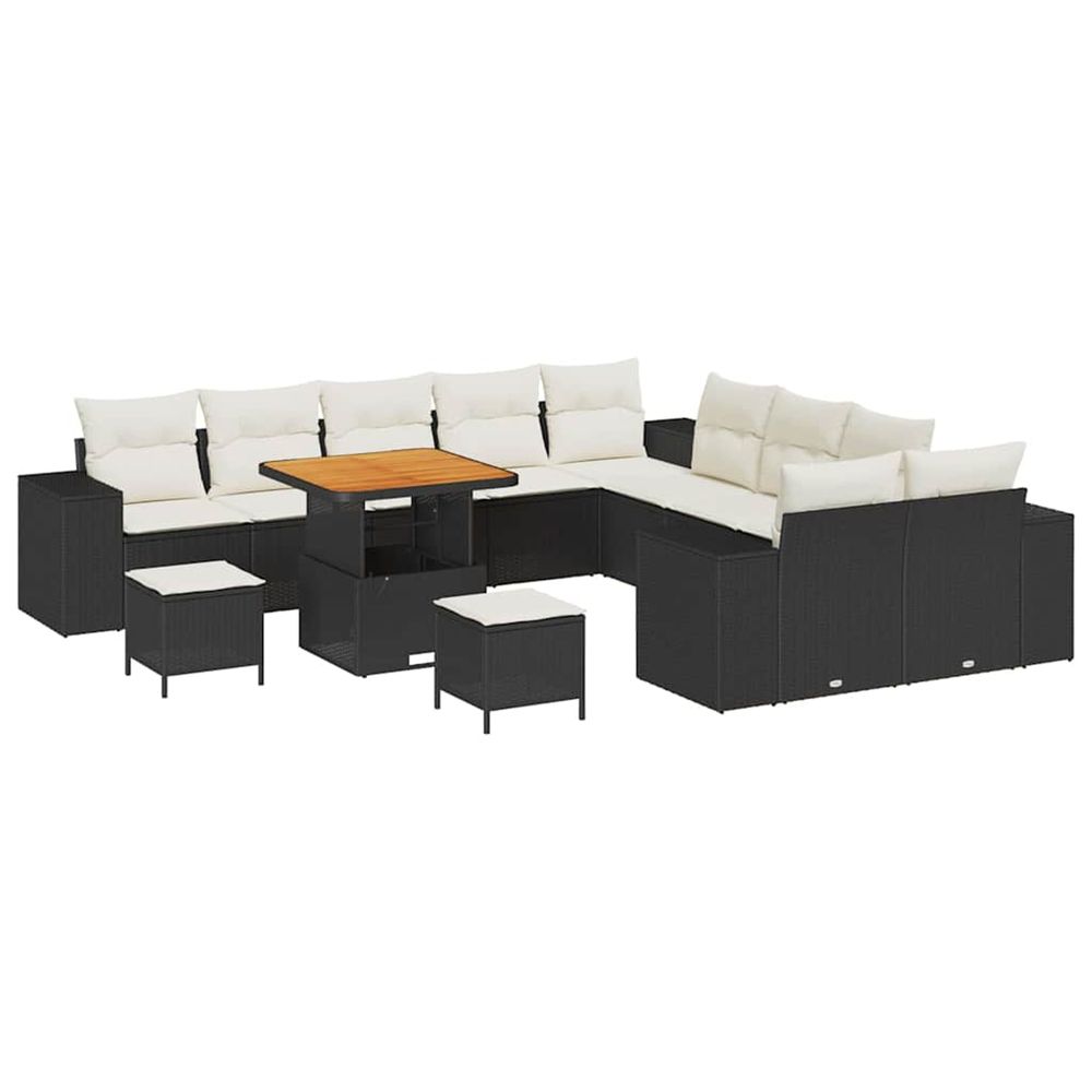 Ensemble de canapé de jardin 13 pc noir polyrotin