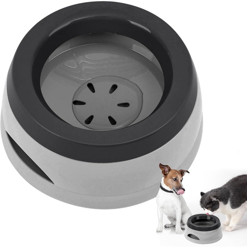 Gamelle pour chien-gamelle d'eau anti-débordement-en voiture-gris-15.3x18.9x8cm