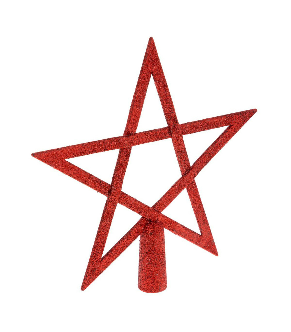 Déco sapin de noël cimier étoile rouge pailleté