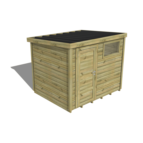 Abri de jardin bois pin traité autoclave 27mm - essentiel - 2,64x2,14m / 6m2 - bac acier - plancher bois