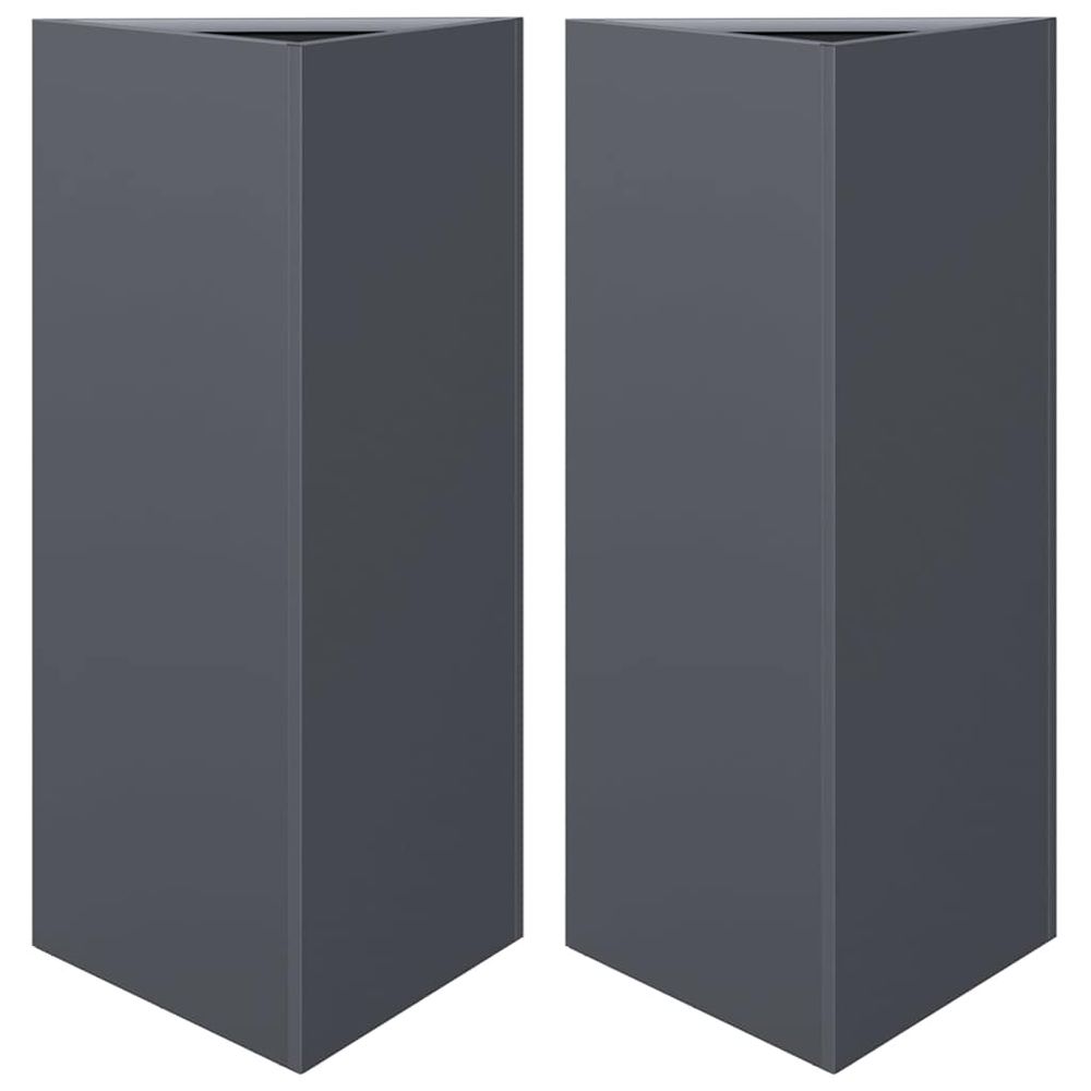 Jardinières 2 pcs anthracite triangulaire 40x34,5x75 cm acier