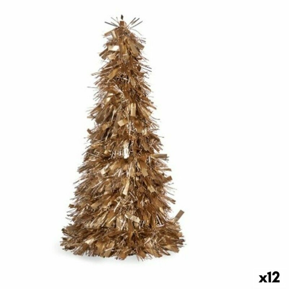 Figurine décorative sapin de noël guirlande doré polypropylène pet 27 x 45,5 x 27 cm (12 unités) h