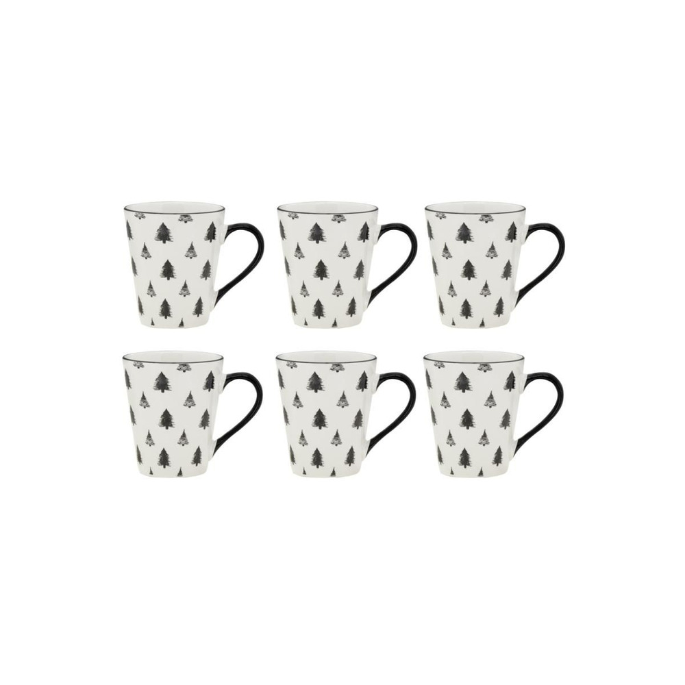 Vaisselle sapin en porcelaine noires et blanches (lot de 6) tasse