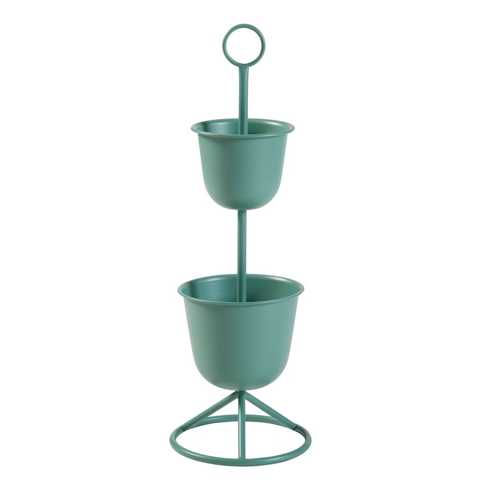Porte-plantes style intemportel support 77 x 26 cm 2 cache-pots vert
