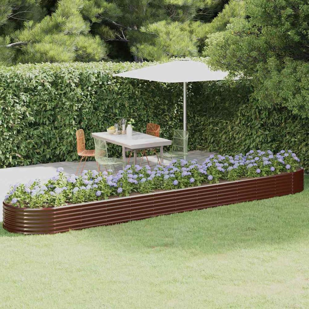 Très grand potager surélevé acier galvanisé jardin ovale 507x100x36 cm marron