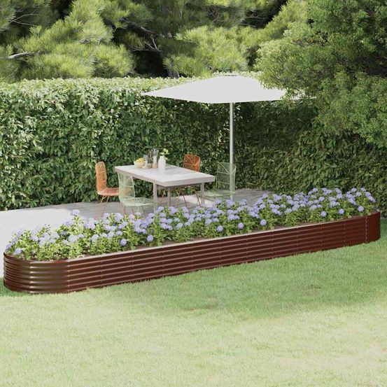 Très grand potager surélevé acier galvanisé jardin ovale 507x100x36 cm marron