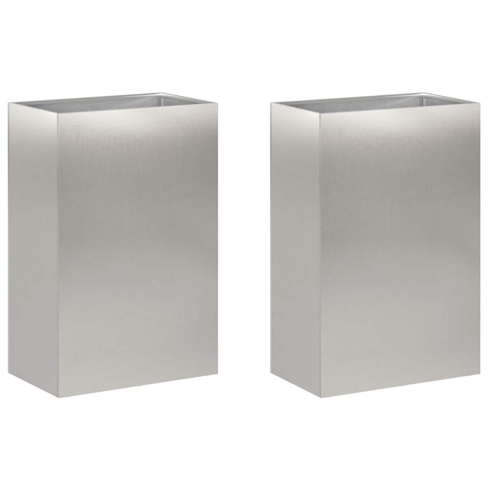 Cache-pot de jardin 2 pc argenté 50 x 30 x 75 cm