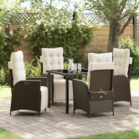 Ensemble de salle à manger pour jardin 5 pcs marron polyrotin