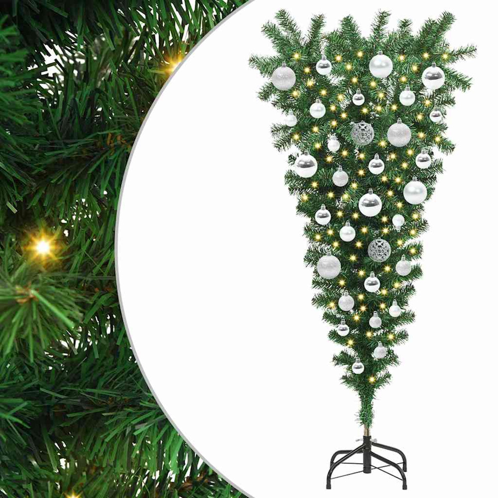 Arbre de noël artificiel pré-éclairé à l'envers avec ensemble de boules