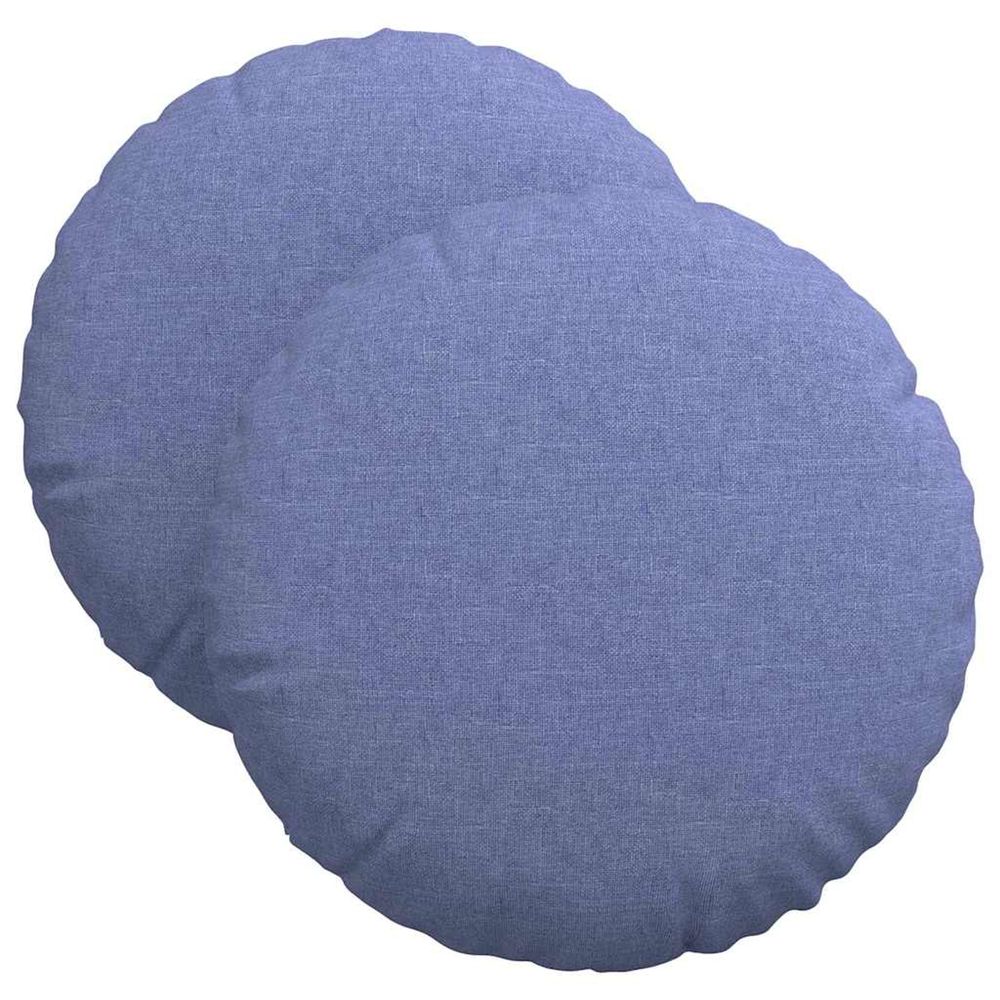 Coussins de siège 2 pc tissu bleu denim ø40 x 13 cm