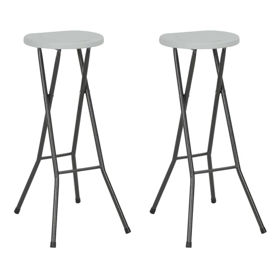 Tabourets de bar pliables lot de 2 pehd et acier blanc