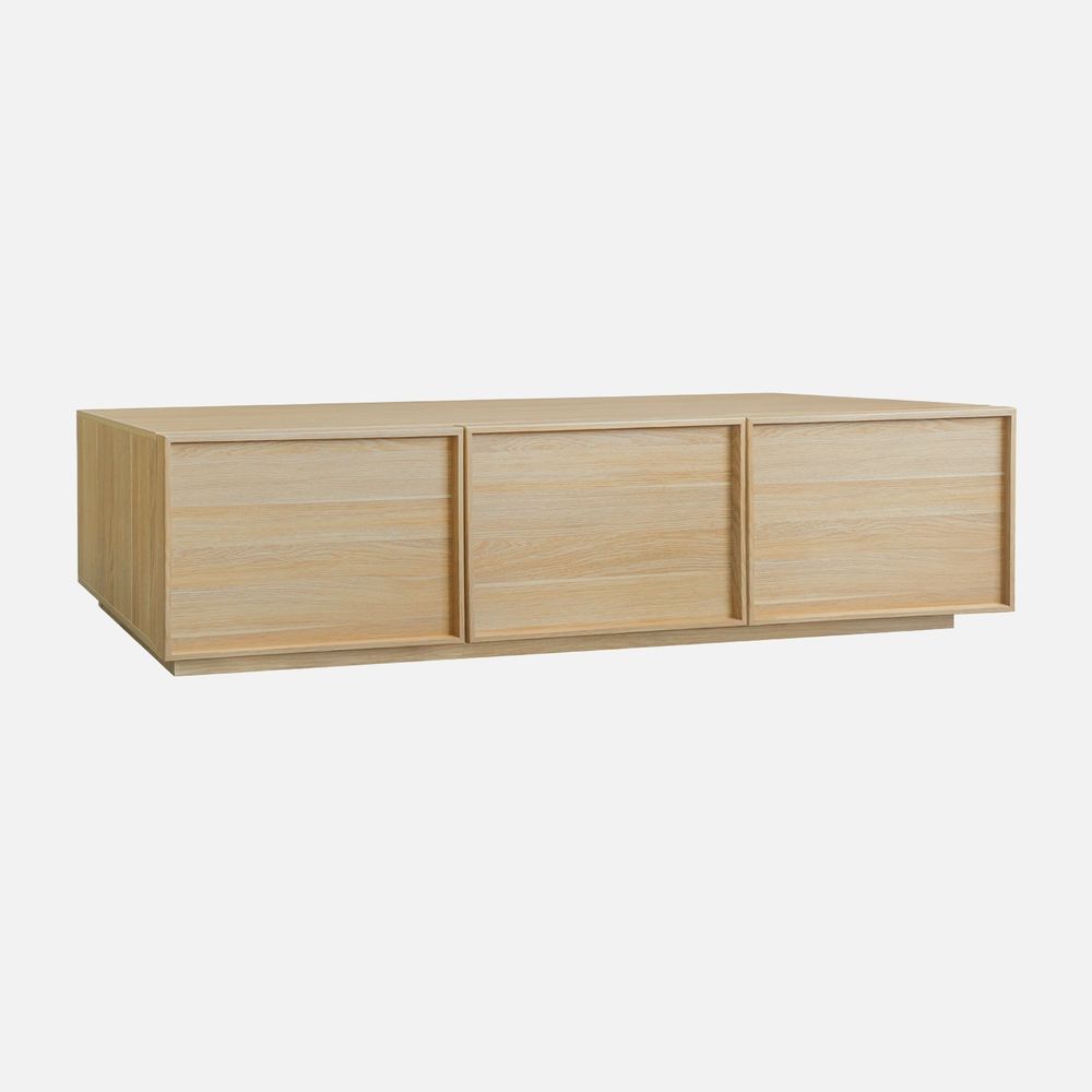 Meuble tv décor bois 3 portes 180cm l 180 x p 43 x h 45cm - kuba