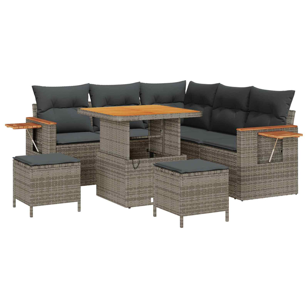 Ensemble de canapé de jardin 8 pcs gris polyrotin