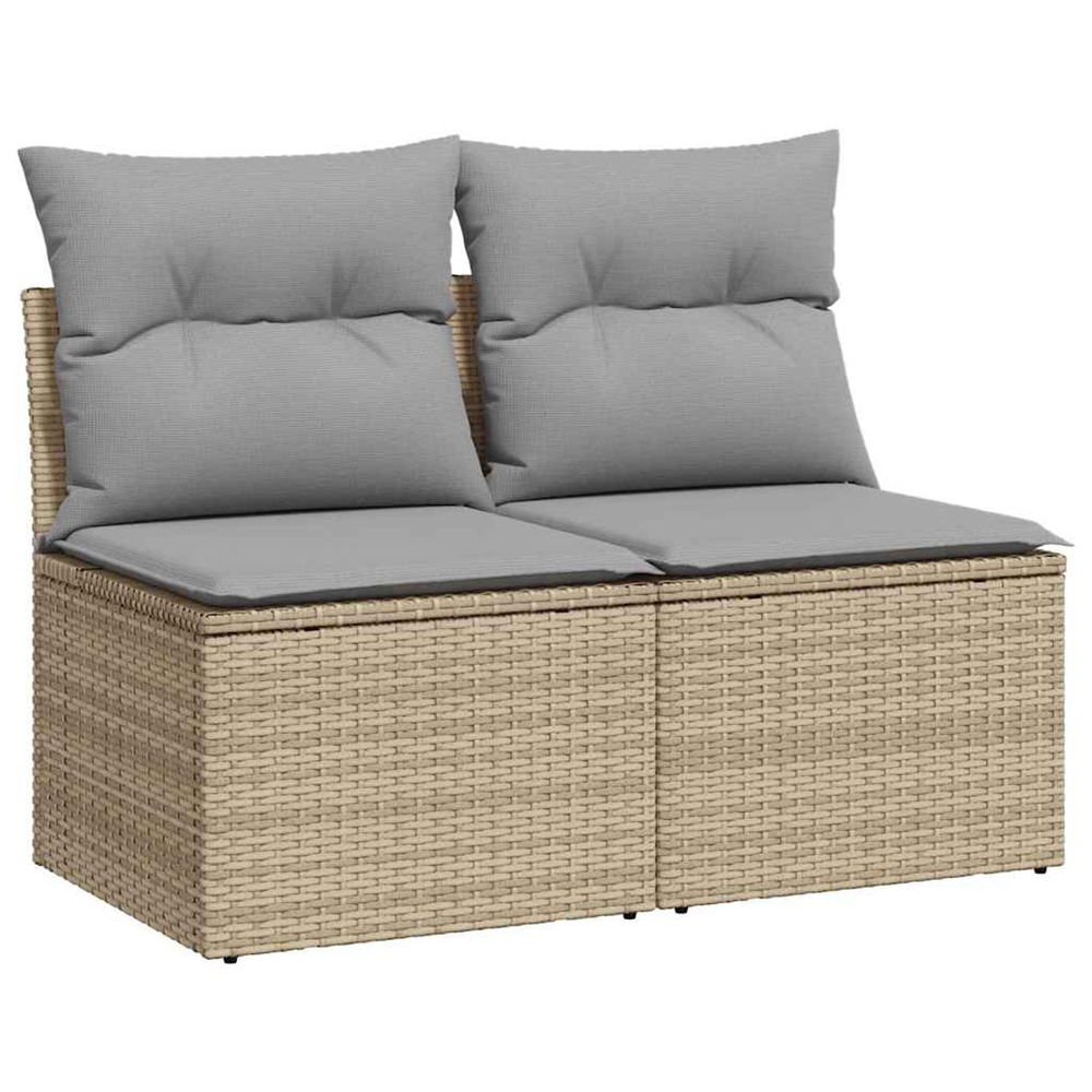 Salon de jardin avec coussins 2 pcs beige résine tressée acacia