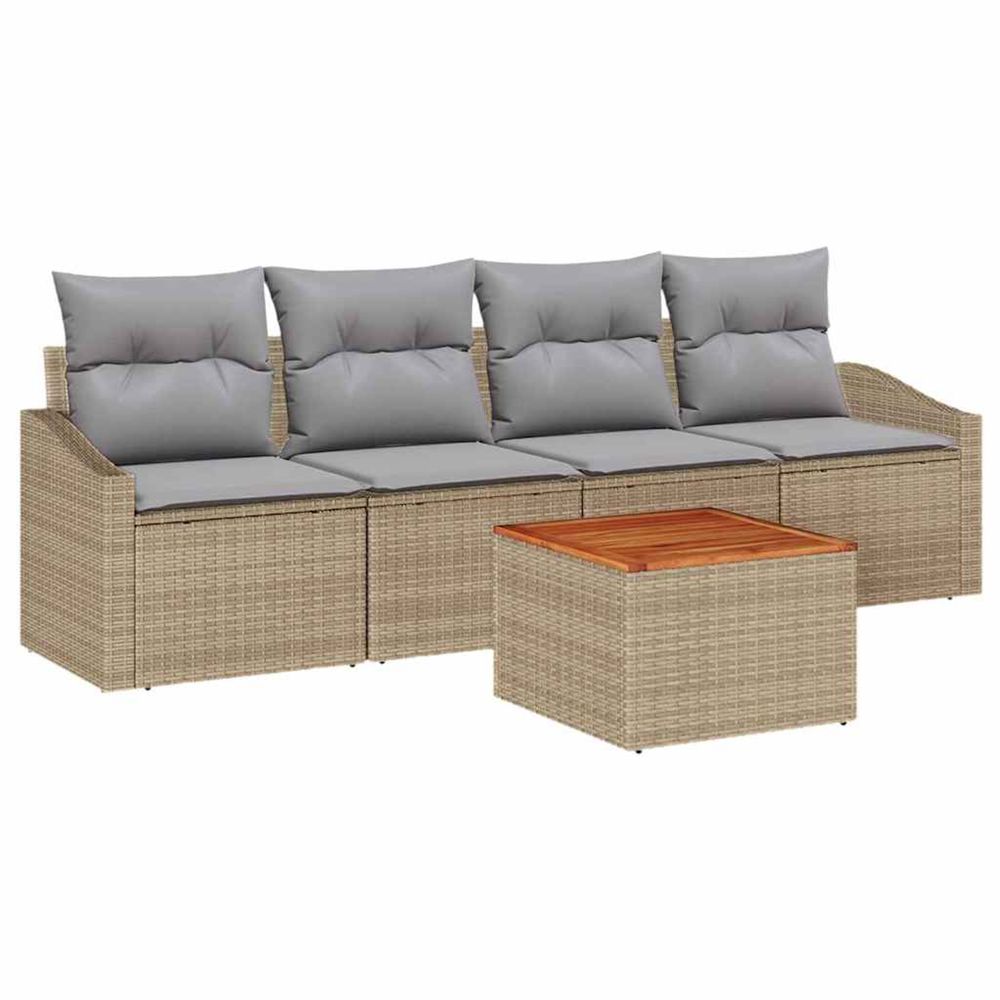 Ensemble de canapé de jardin 5 pc beige et gris clair polyrotin