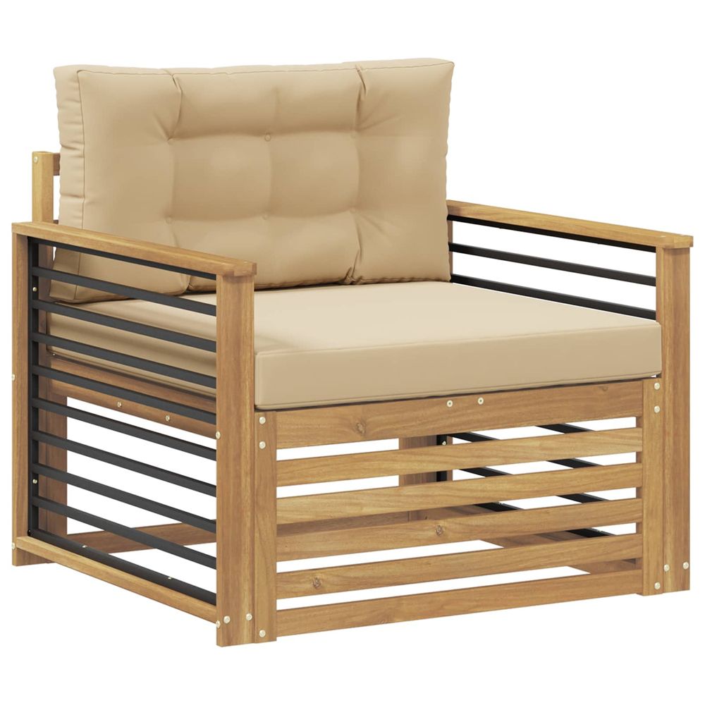 Canapé d’extérieur polyester blanc et beige