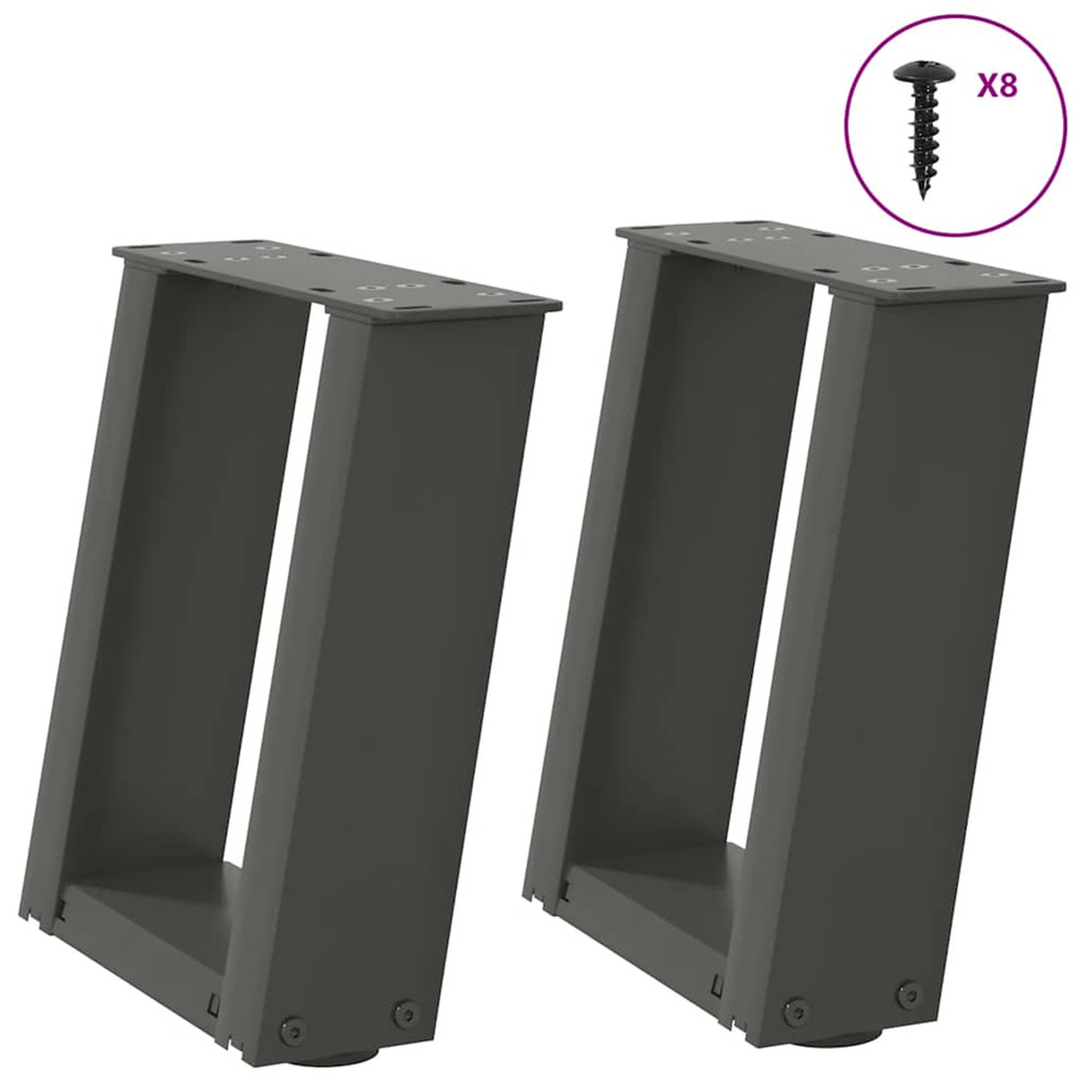 Pieds de table basse en u 2 pièces anthracite 30 x (30-31) cm acier
