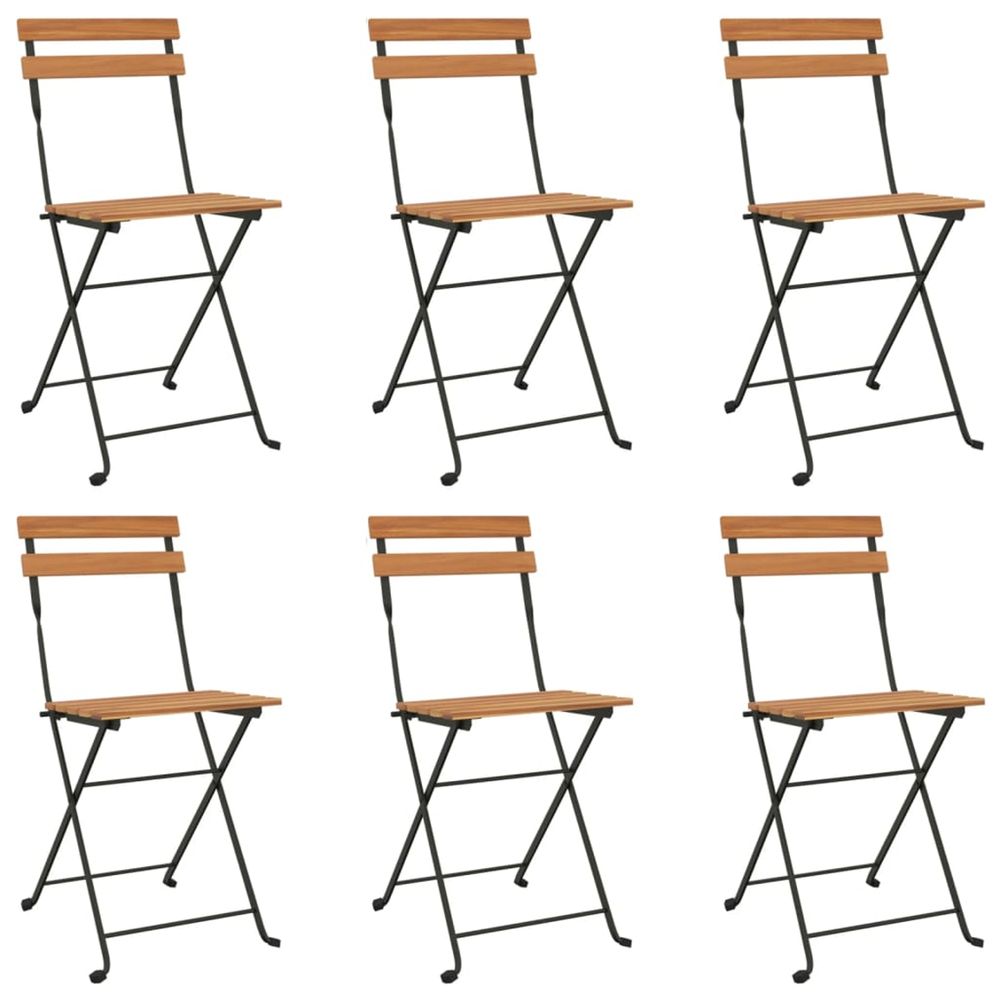 Chaises pliantes 6 pièces en bois massif teck et acier